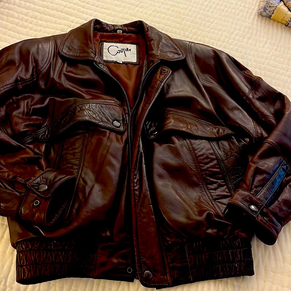 Cooper Collections Mens leather Bomber jacket